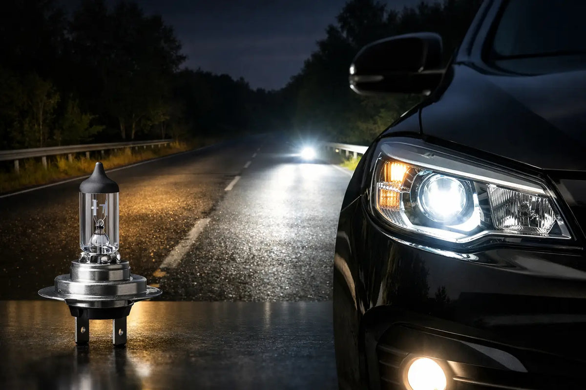 Exempel på bättre ljus med H7-lampor i bilen