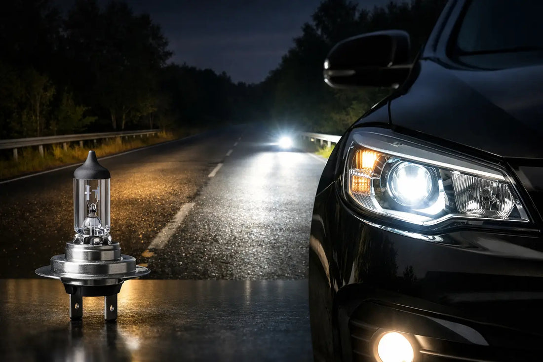 Exempel på bättre ljus med H7-lampor i bilen