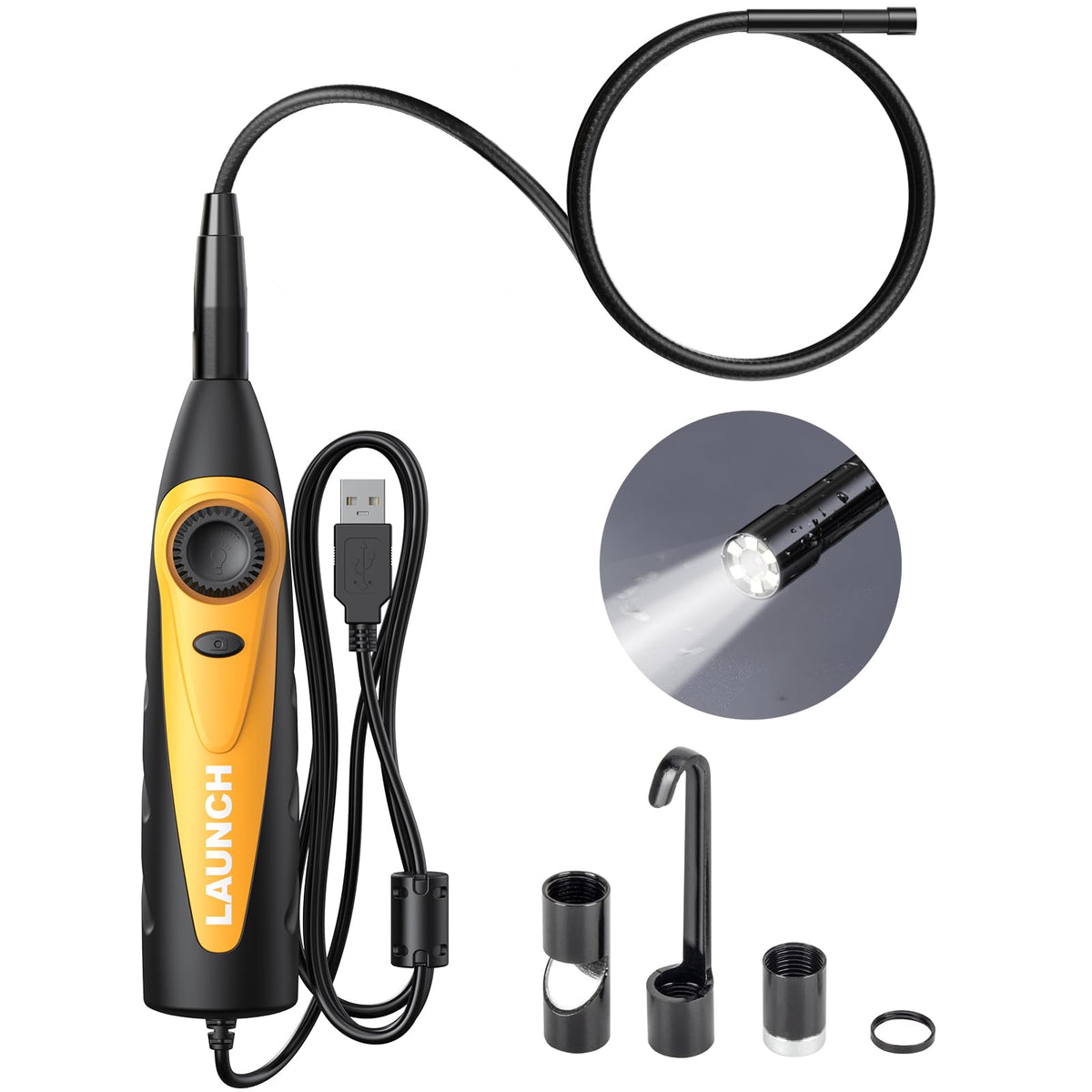 Launch VSP600 videoskop / inspektionskamera 7 mm – 80 cm flexibel kabel, justerbart LED-ljus