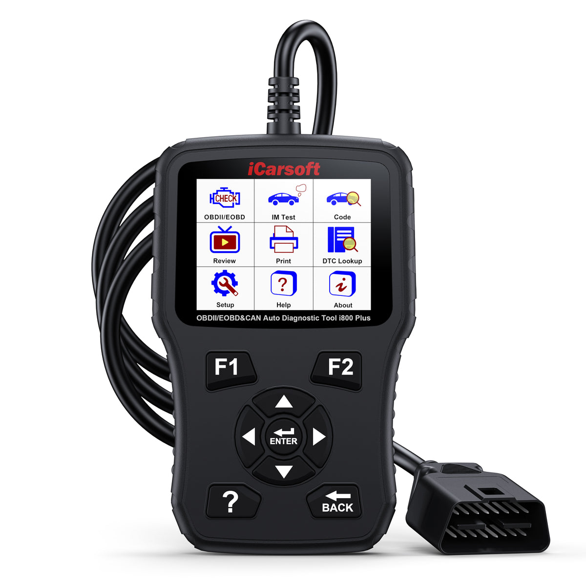 iCarsoft i800 Plus OBD2 Felkodsläsare & Motorscanner – Professionellt Diagnosverktyg för Motor och Batteri