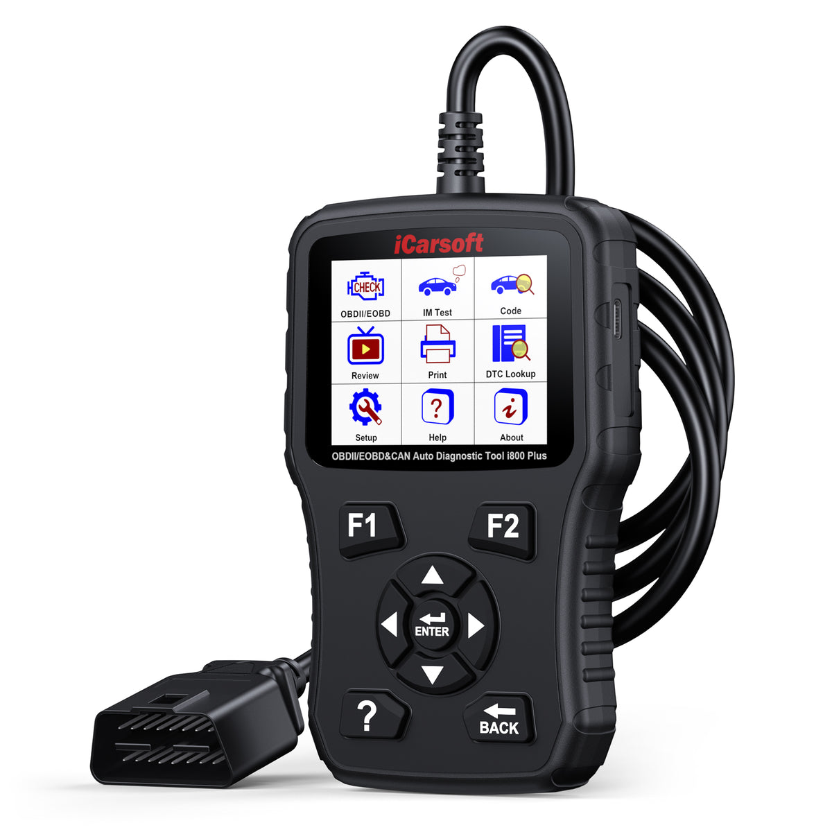 iCarsoft i800 Plus OBD2 Felkodsläsare & Motorscanner – Professionellt Diagnosverktyg för Motor och Batteri