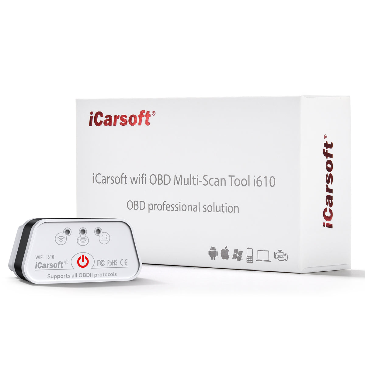 iCarsoft WIFI OBD Multi-Scan Tool i610 – Trådlös OBD2-felkodsläsare och realtidsdiagnostik för alla OBD2-bilar