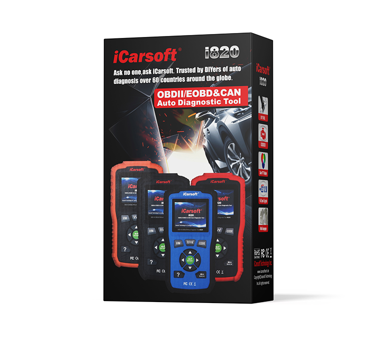 iCarsoft i820 OBD2 Felkodsläsare – Professionellt Diagnosverktyg för Motor och Batteritest