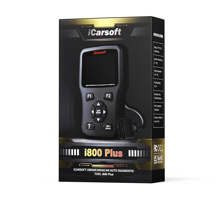 iCarsoft i800 Plus OBD2 Felkodsläsare & Motorscanner – Professionellt Diagnosverktyg för Motor och Batteri
