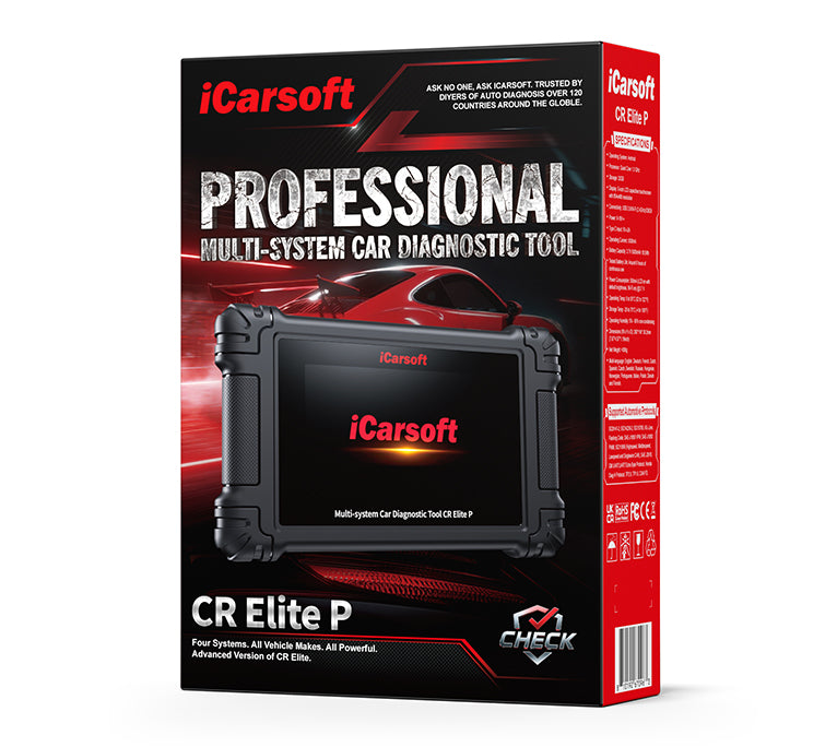 iCarsoft CR Elite P Diagnosverktyg OBD2 – Felkodsläsare med 40+ Servicefunktioner & Multisystem