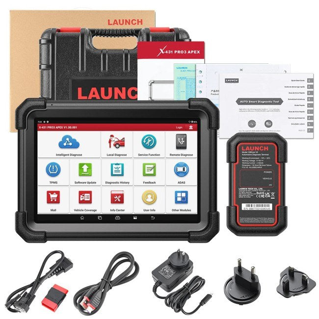 Launch X431 PRO3 APEX Diagnosverktyg 10,1” – Dubbelriktad OBD2 Scanner med ECU-kodning, 37+ Servicefunktioner, CAN FD & DoIP