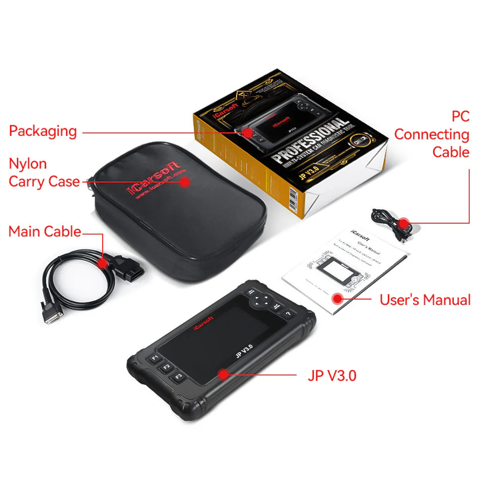 iCarsoft JP V3.0 – Felkodsläsare OBD2 Diagnosverktyg för Japanska & Koreanska Bilar