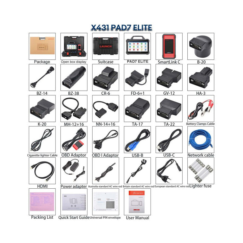 LAUNCH X431 PAD VII Elite (PAD7) – Professionellt diagnosverktyg med tvåvägsdiagnos, J2534-programmering & topologikarta | 2 års licens